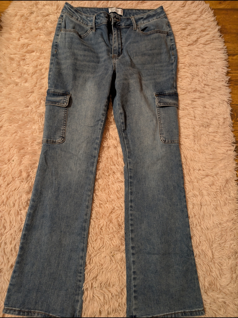 Vanilla Star Mid Blue Flare Cargo Jeans